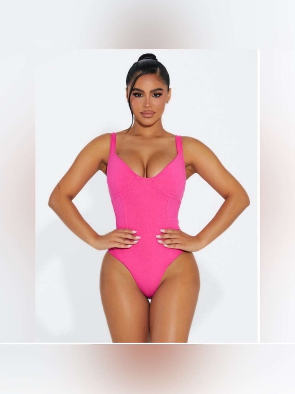 Naked Wardrobe Hot Pink Bodysuit, New Without Tags